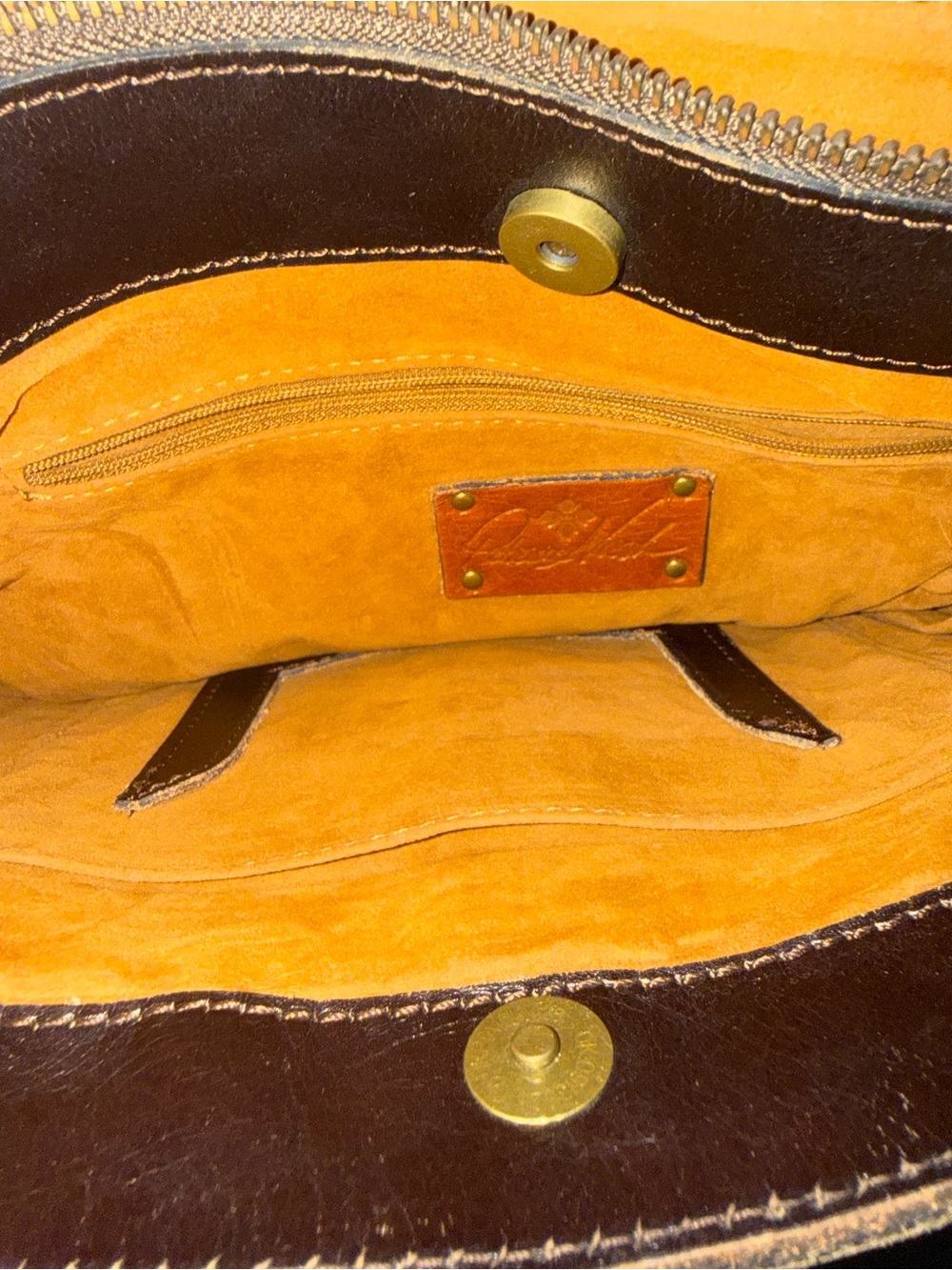 Patricia Nash Two-Tone Brown Leather Crossbody Shoulder Bag - Picture 4 of 8